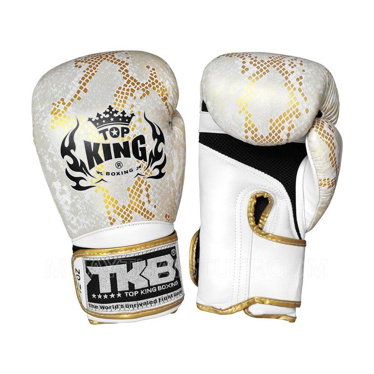 Top King TKBGSS-02 Super Snake Air Boxing Gloves, White Gold, view 2