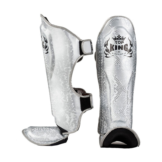 Top King TKSGSS-02 Super Snake Shin Guards, White Silver, view 1