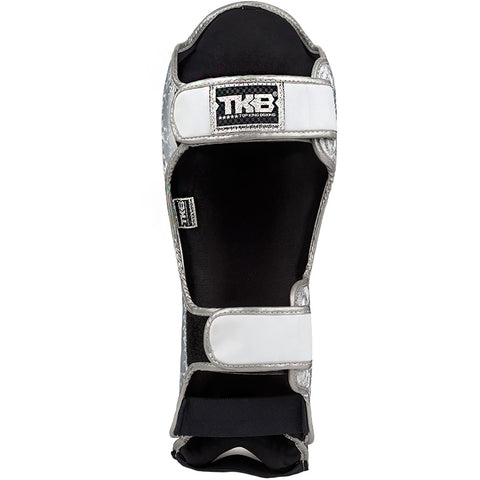 Shin Guards Top King Boxing TKSGSS-02 White Silver "Super Snake"