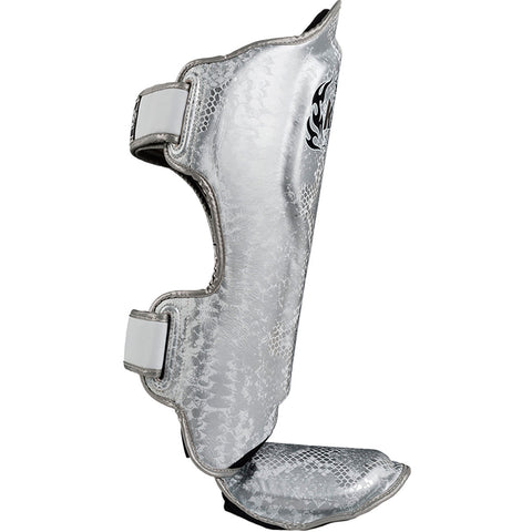 Shin Guards Top King Boxing TKSGSS-02 White Silver "Super Snake"
