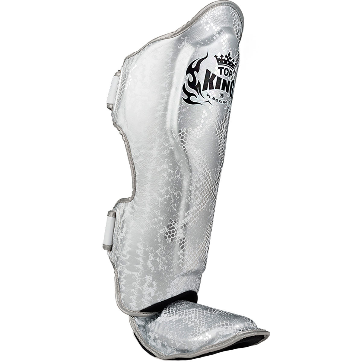 Shin Guards Top King Boxing TKSGSS-02 White Silver "Super Snake"