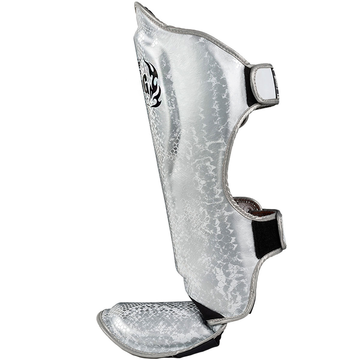 Shin Guards Top King Boxing TKSGSS-02 White Silver "Super Snake"
