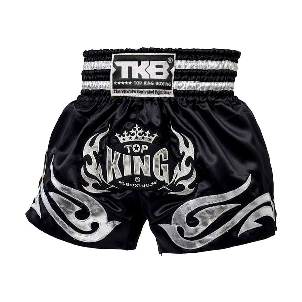 Top King TKTBS-094 Muay Thai Shorts, Black Silver, view 1